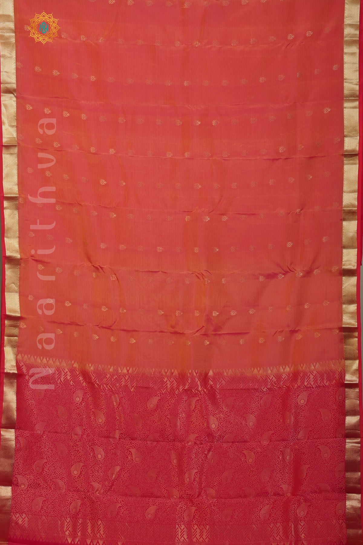 ORANGE WITH ORANGISH PINK - KANJIVARAM PURE MIX