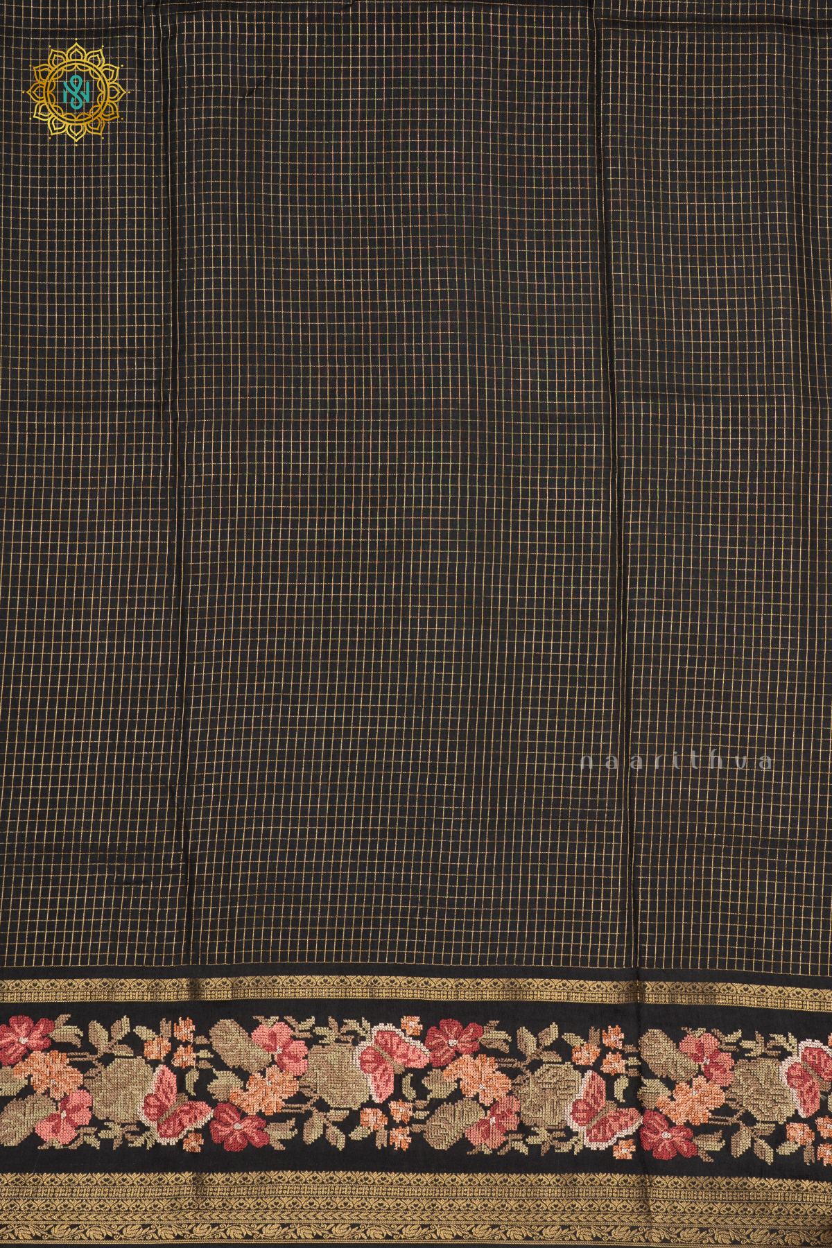 BLACK - SEMI CREPE SILK WITH EMBROIDERY