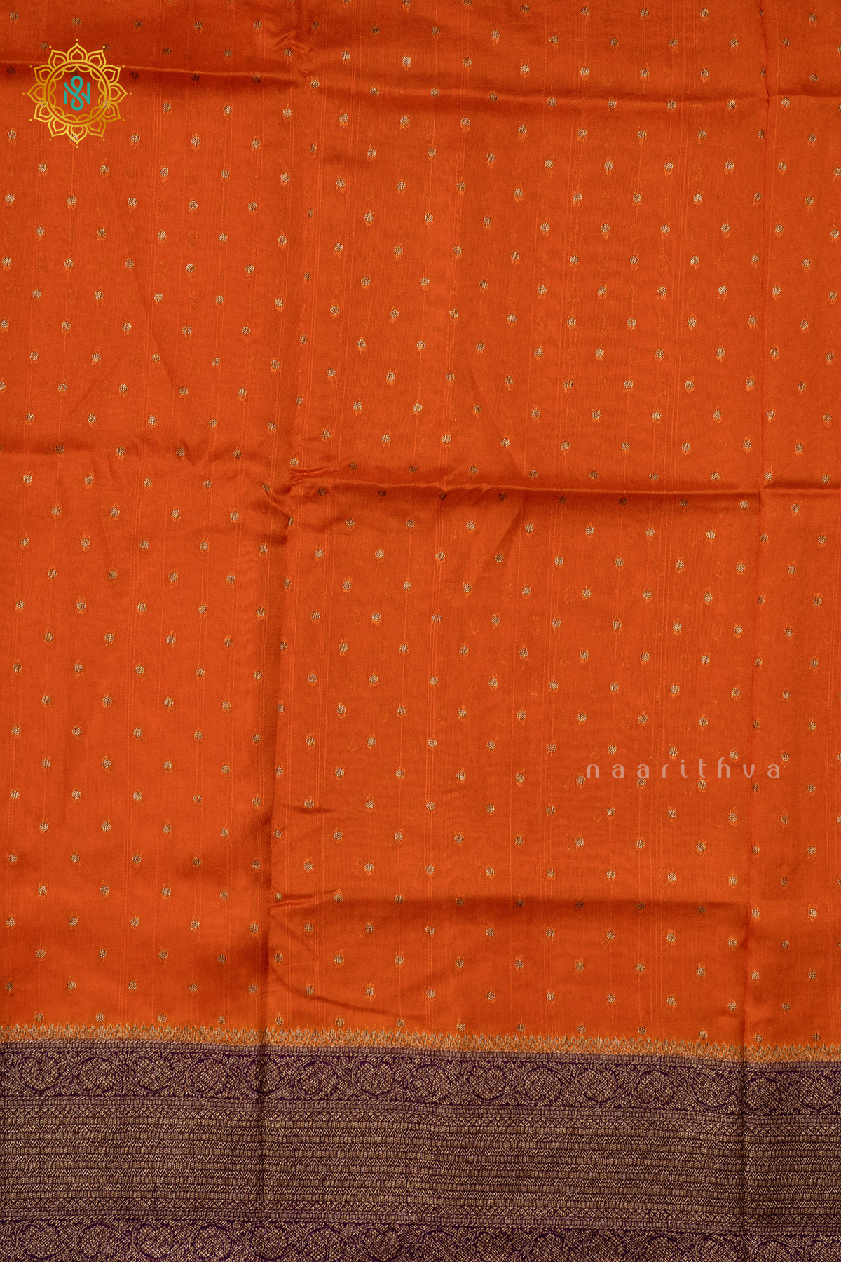ORANGE WITH PURPLE - SEMI BANRASI RAW SILK