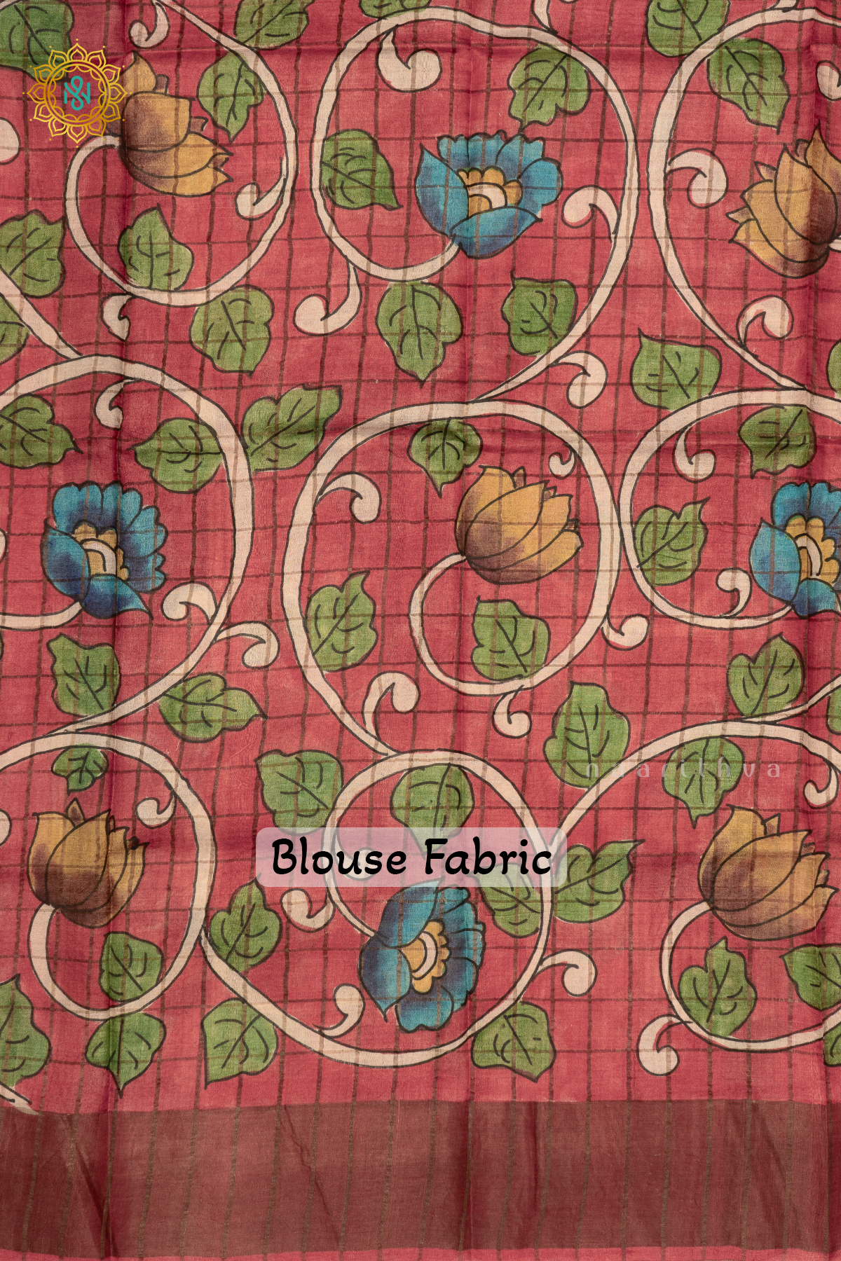 PEACH WITH RED - PURE TUSSAR SILK