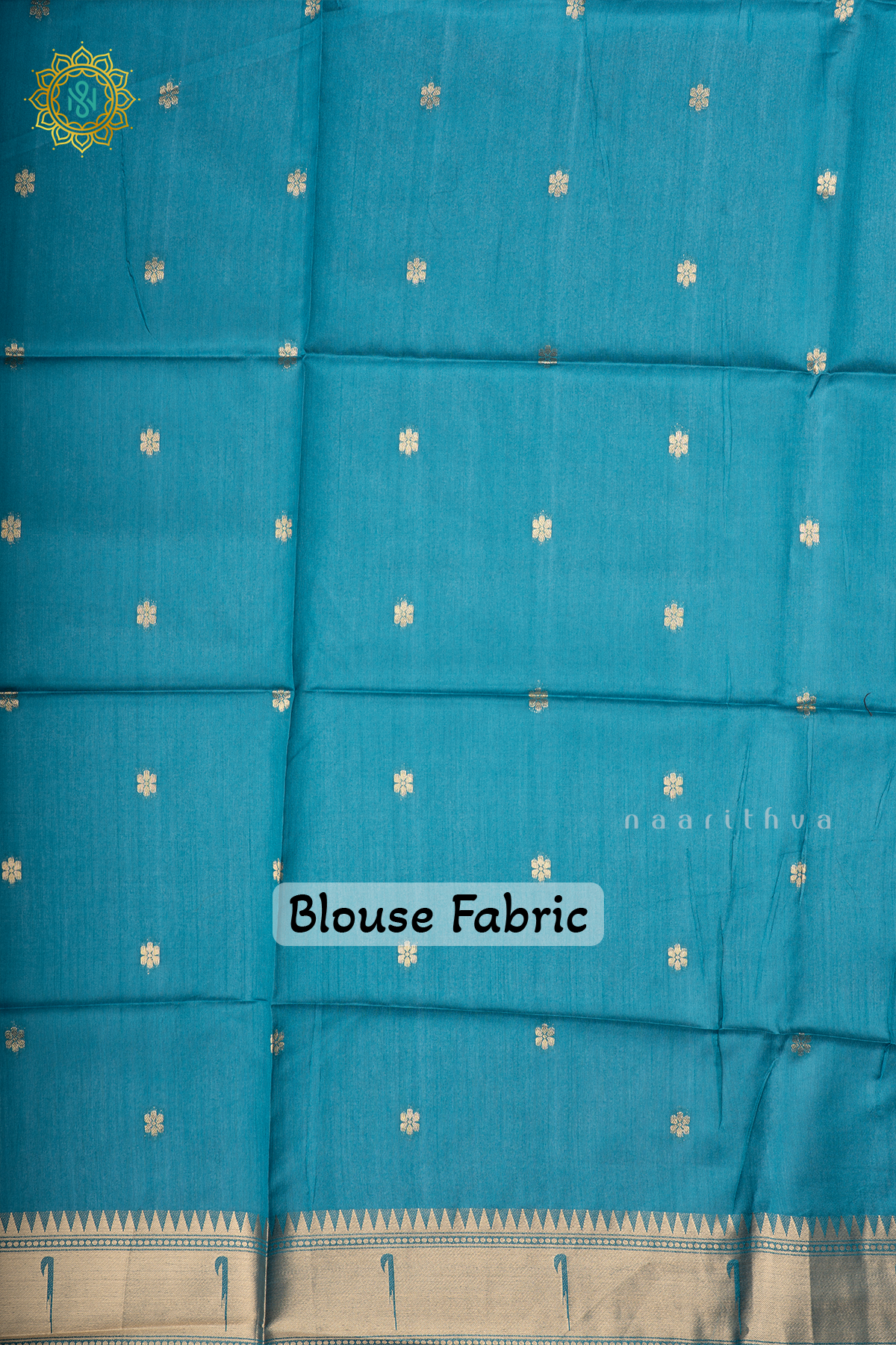 Teal Blue Semi Tussar Silk Saree Zari Buttas On The Body With Paithani Border & Pallu