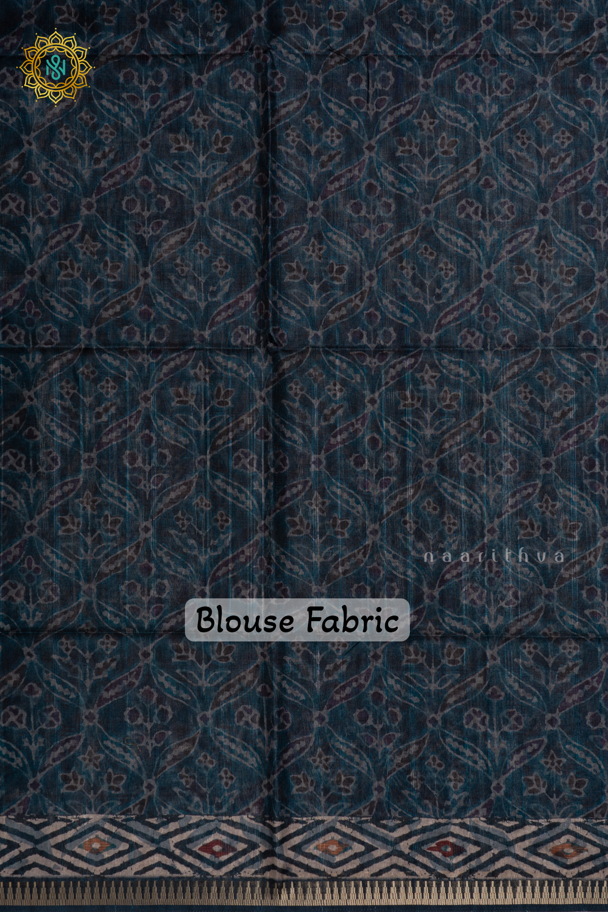 NAVY BLUE - SEMI TUSSAR SILK SAREE WITH ALLOVER PRINTED BODY WITH TEMPLE RISING BORDER