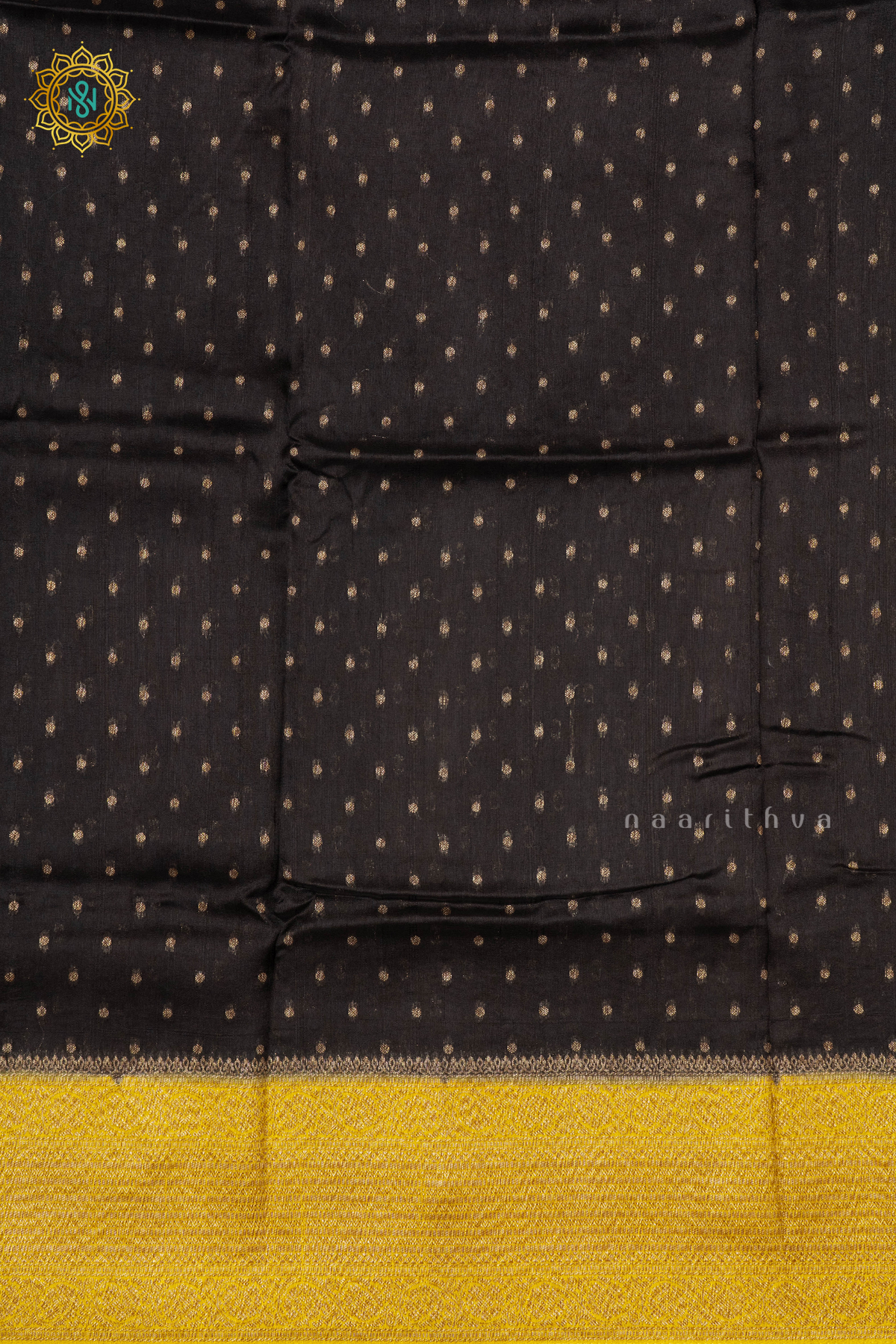 BLACK WITH YELLOW - SEMI BANRASI RAW SILK