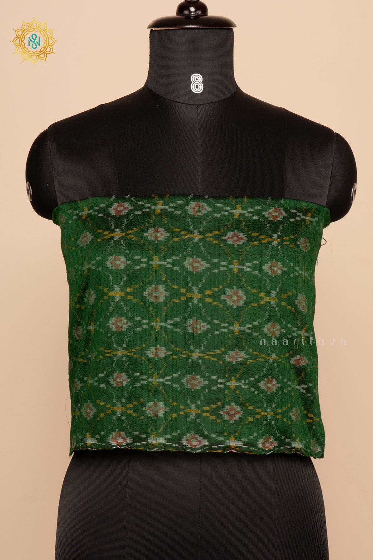 Bottle Green Ikkat Pure Silk Bit All-Over Ikat-Woven Body