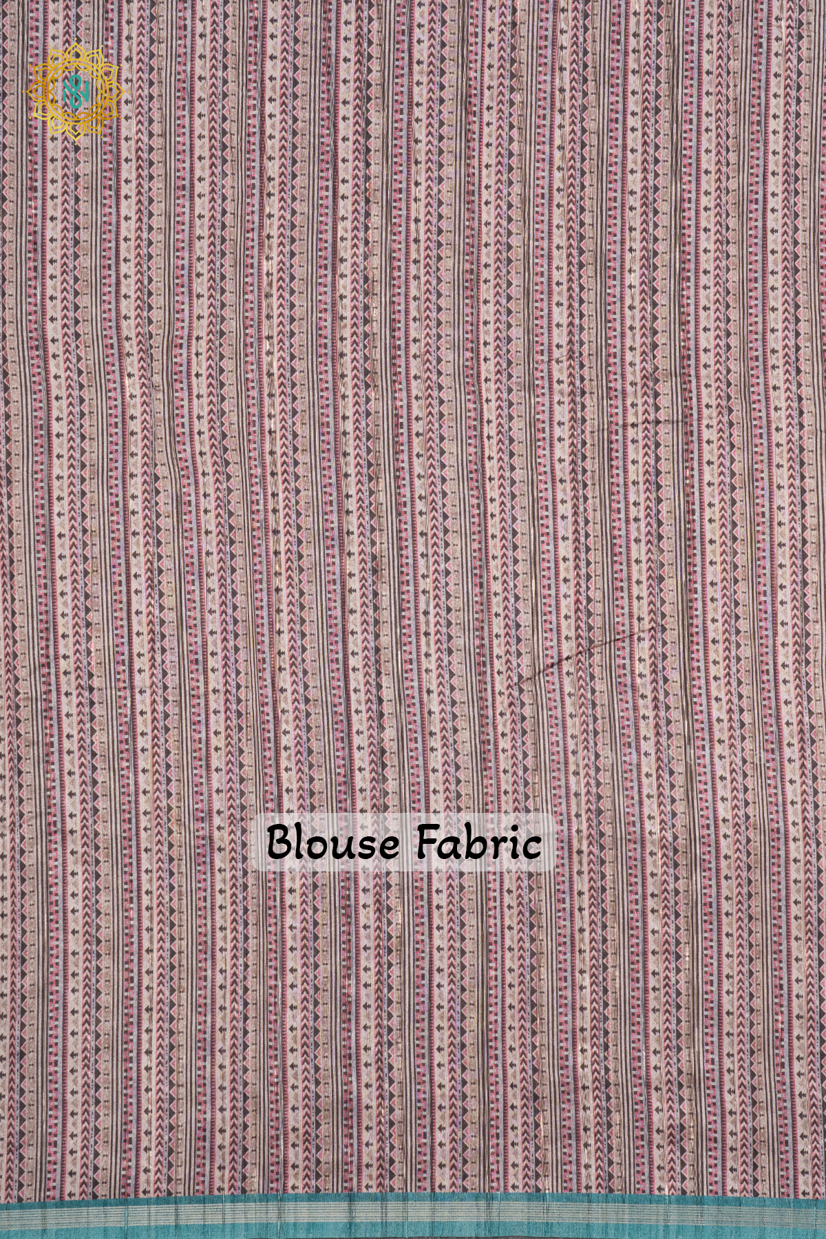 BEIGE WITH AQUA GREEN - SEMI TUSSAR