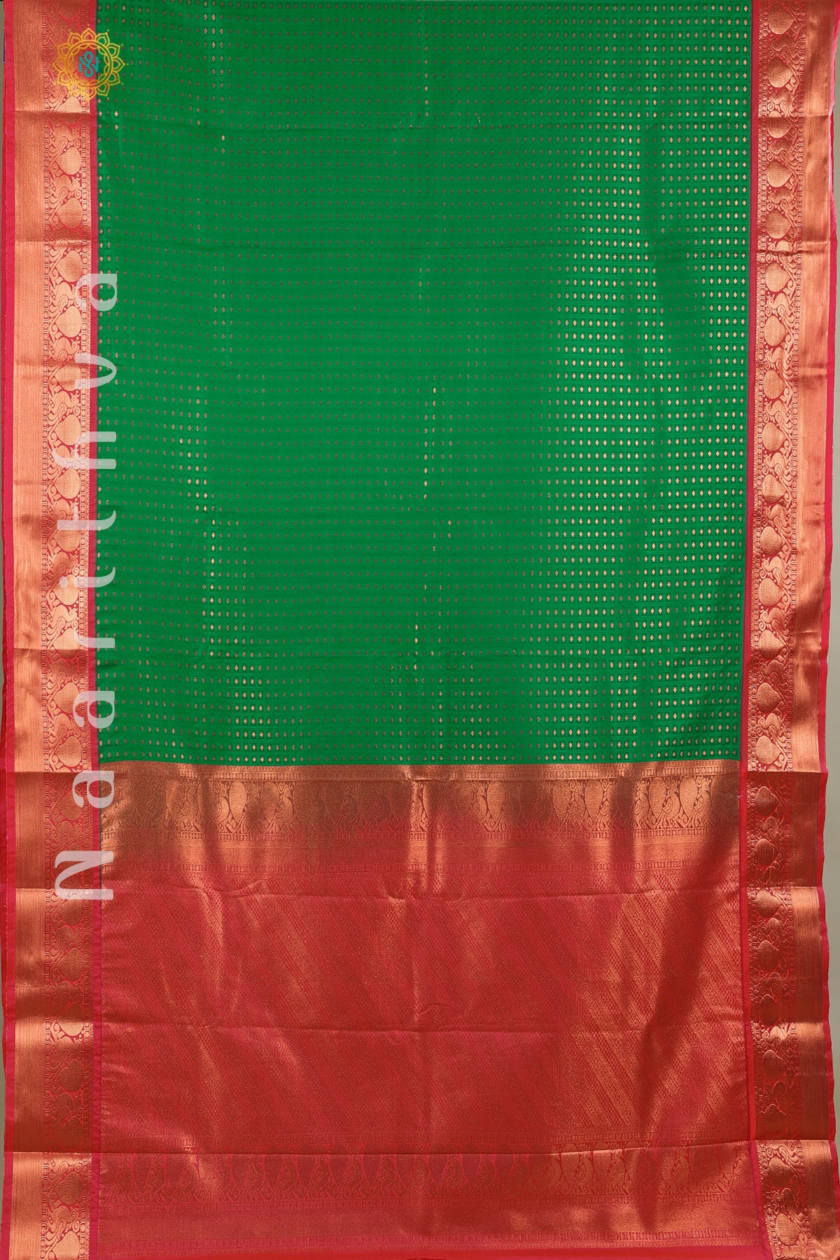 GREEN WITH PINK - SEMI KANCHI WITH CONTRAST BORDER