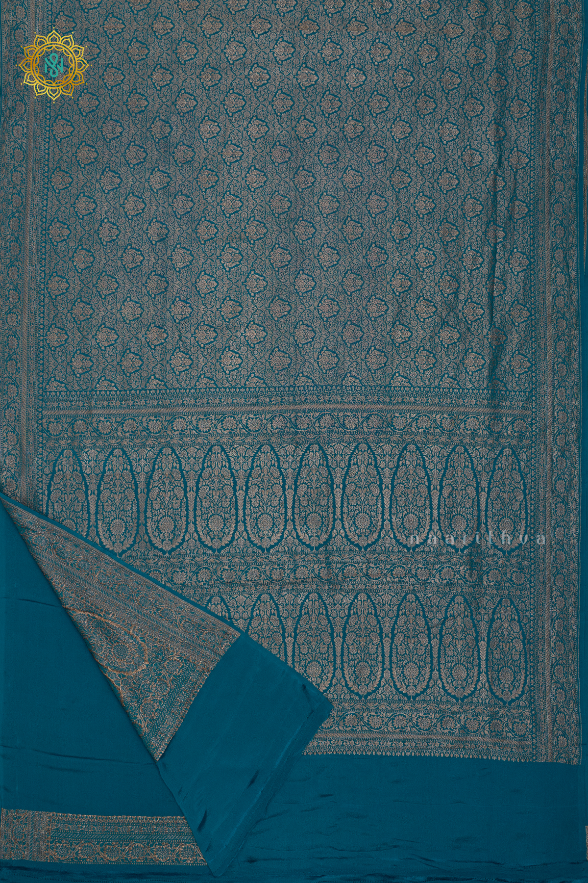 TEAL BLUE - PURE BANARASI CREPE