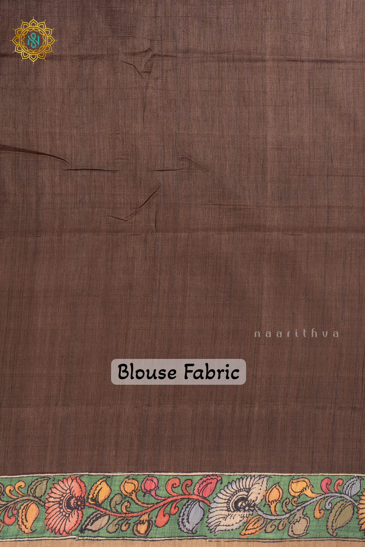 Brown - Semi Gicha Tussar Saree Allover Kalamkari Printed Body With Pallu And Blouse