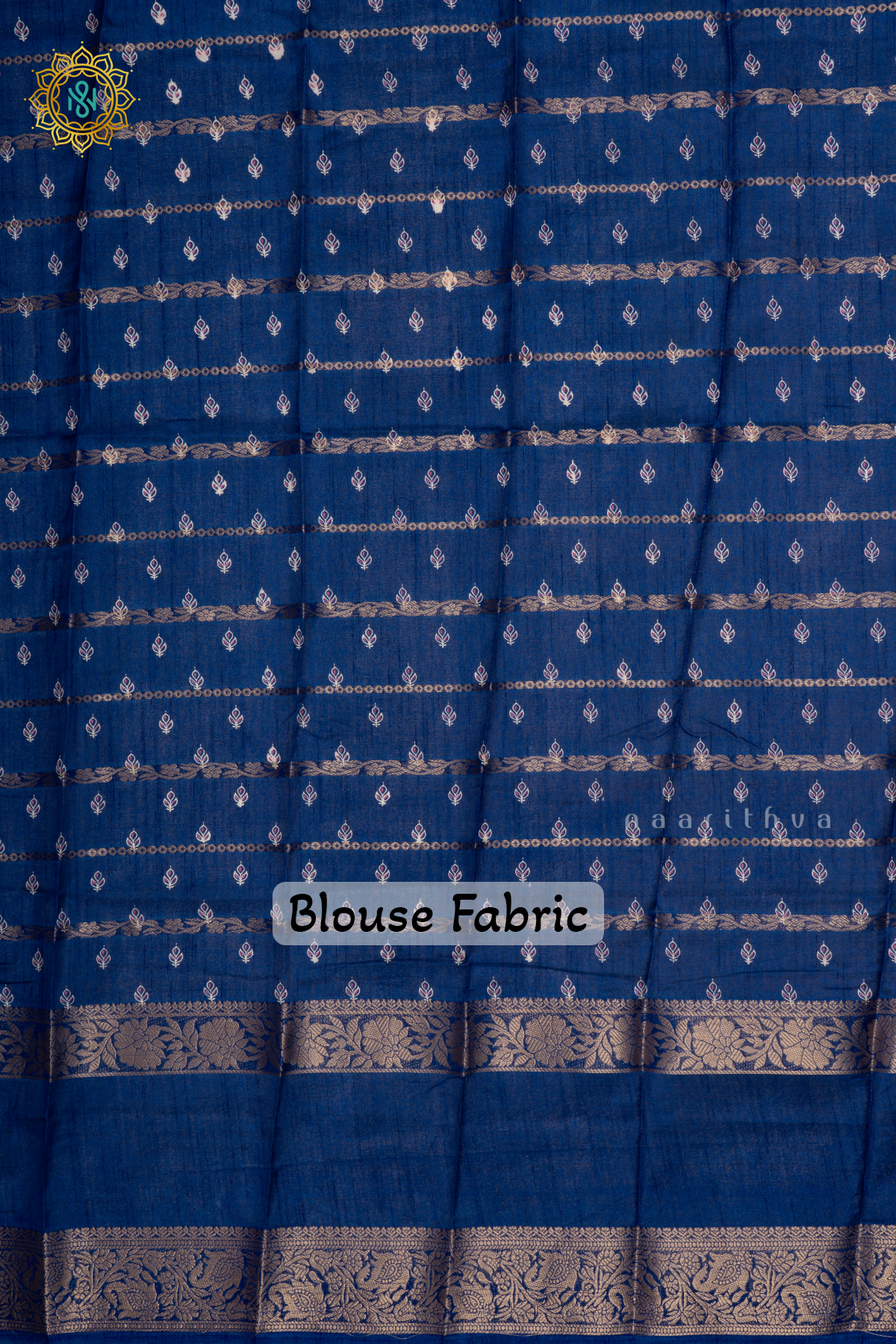 Pink With Navy Blue Dola Silk Saree Allover Printed Buttas And Zari Stripes With Contrast Zari Gap Border