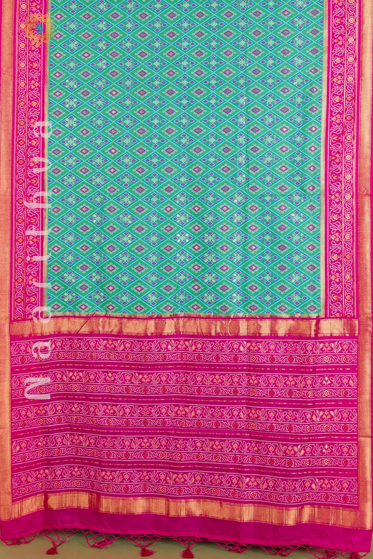 GREEN WITH PINK - SILK MIX PATOLA