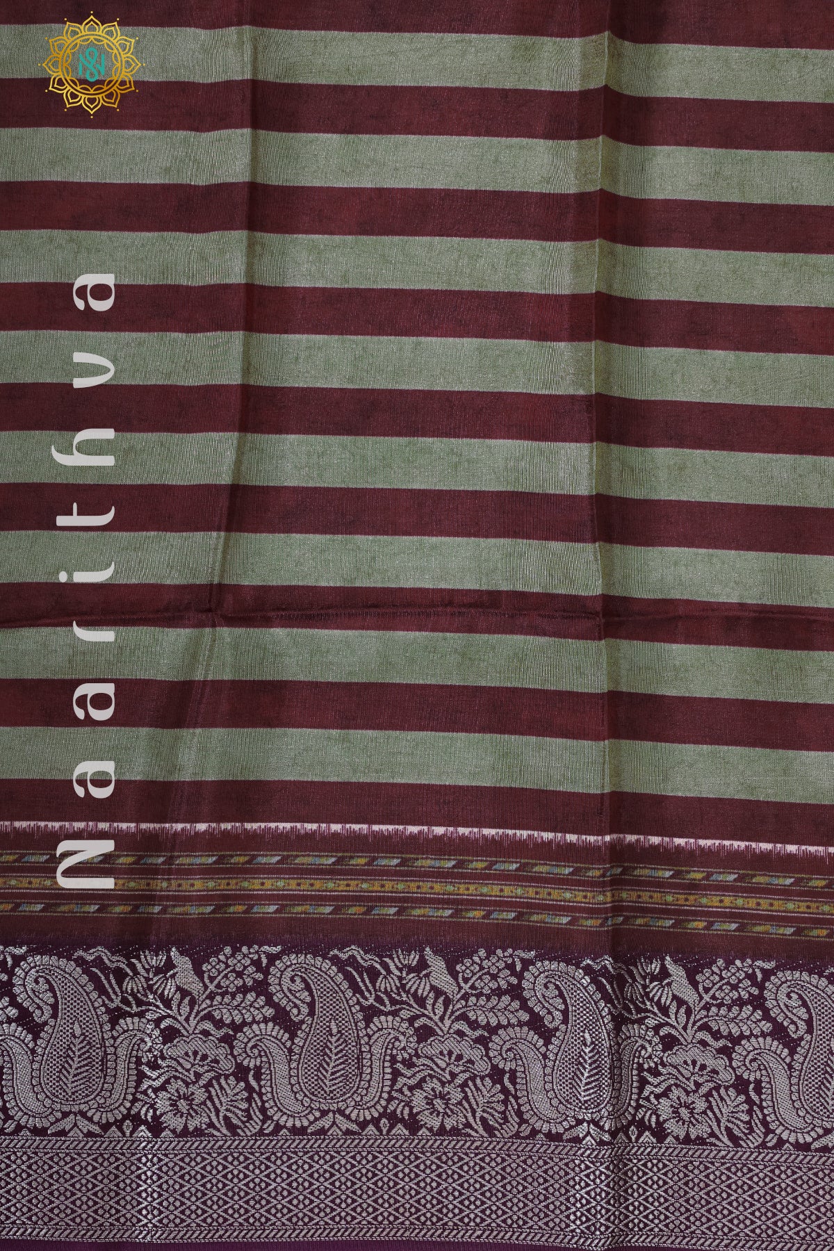 PISTA GREEN WITH WINE - SEMI CREPE SILK