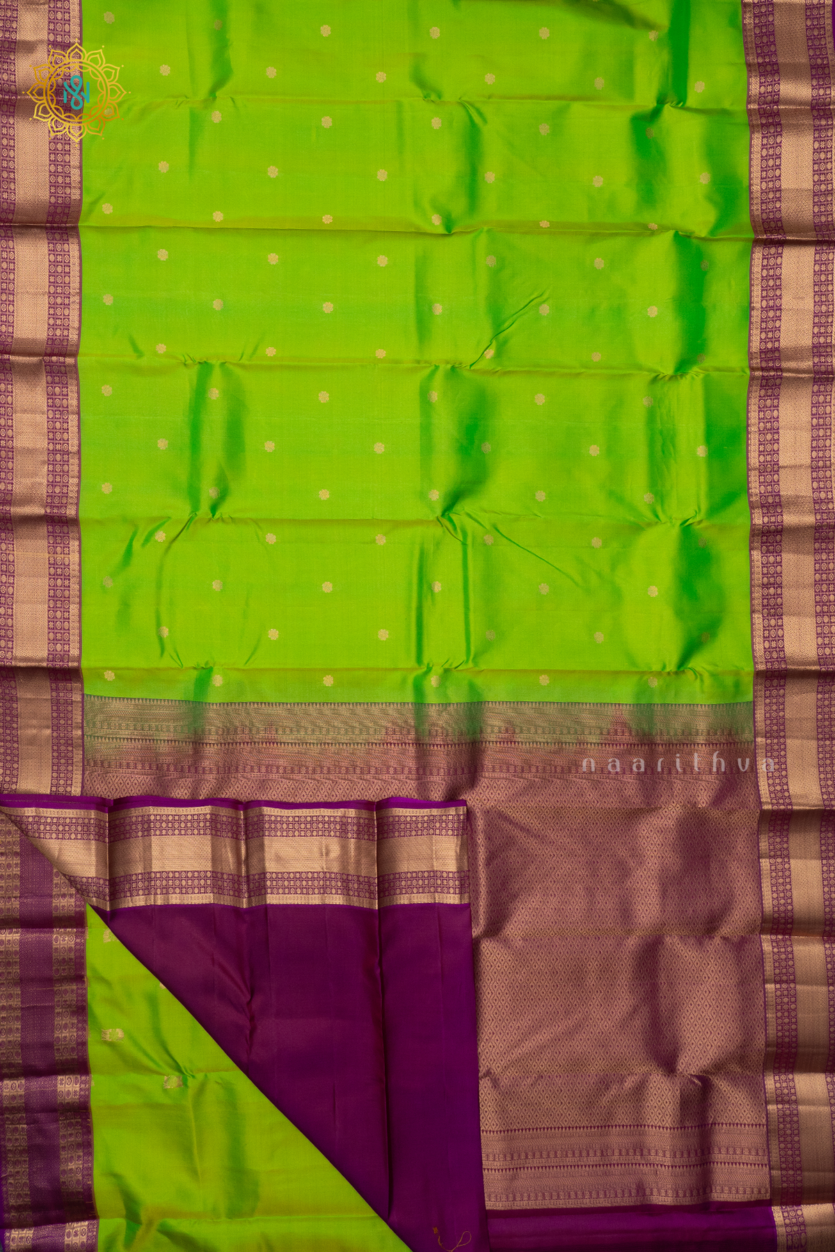 PARROT GREEN WITH MAGENTA - PURE KANJIVARAM SILK