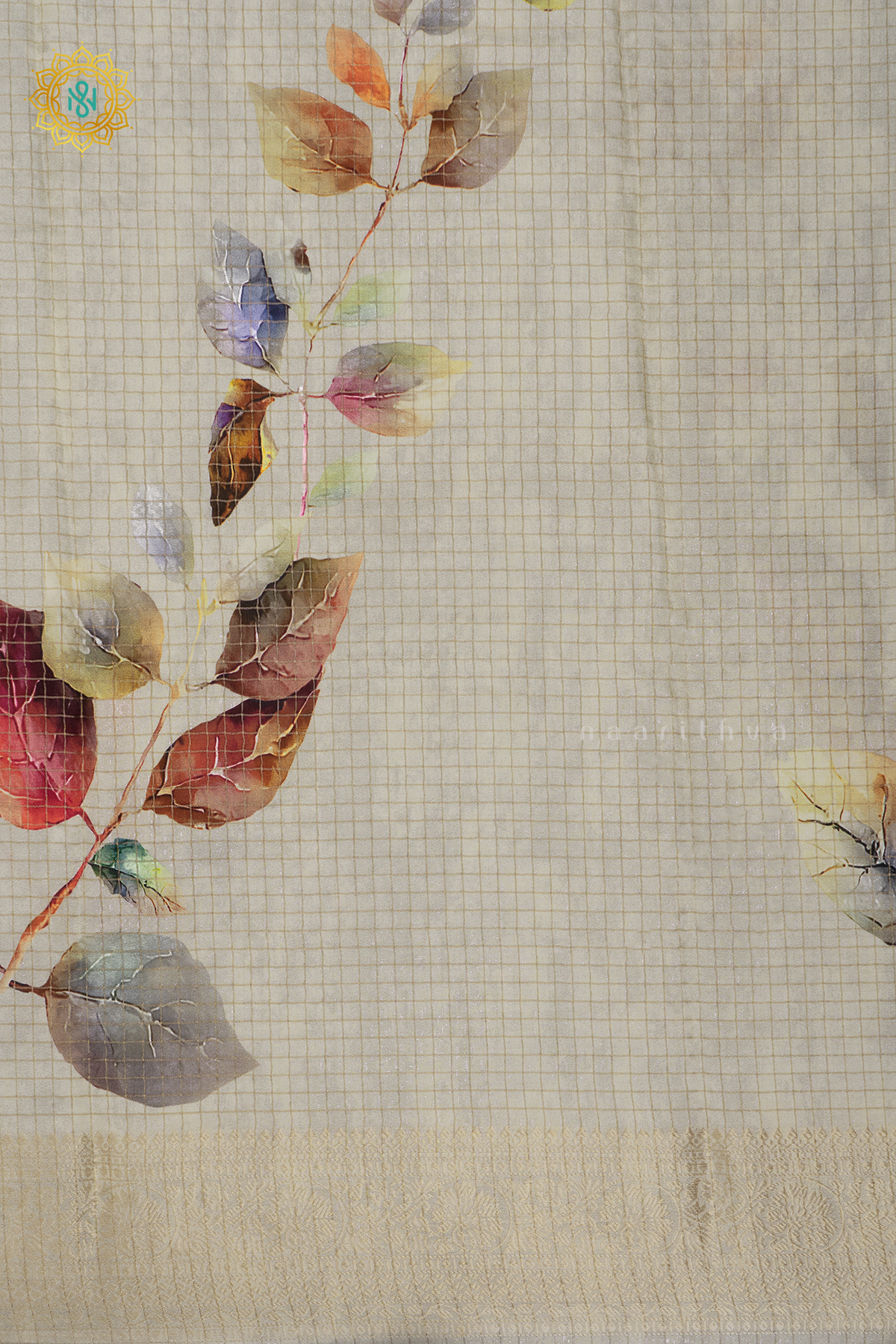 WHITE WITH MAROON - SEMI CREPE SILK
