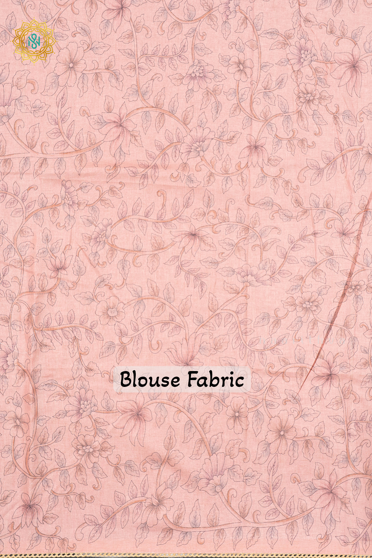 OFF WHITE WITH PEACH - LINEN TISSUE WITH APPLIQUE WORK