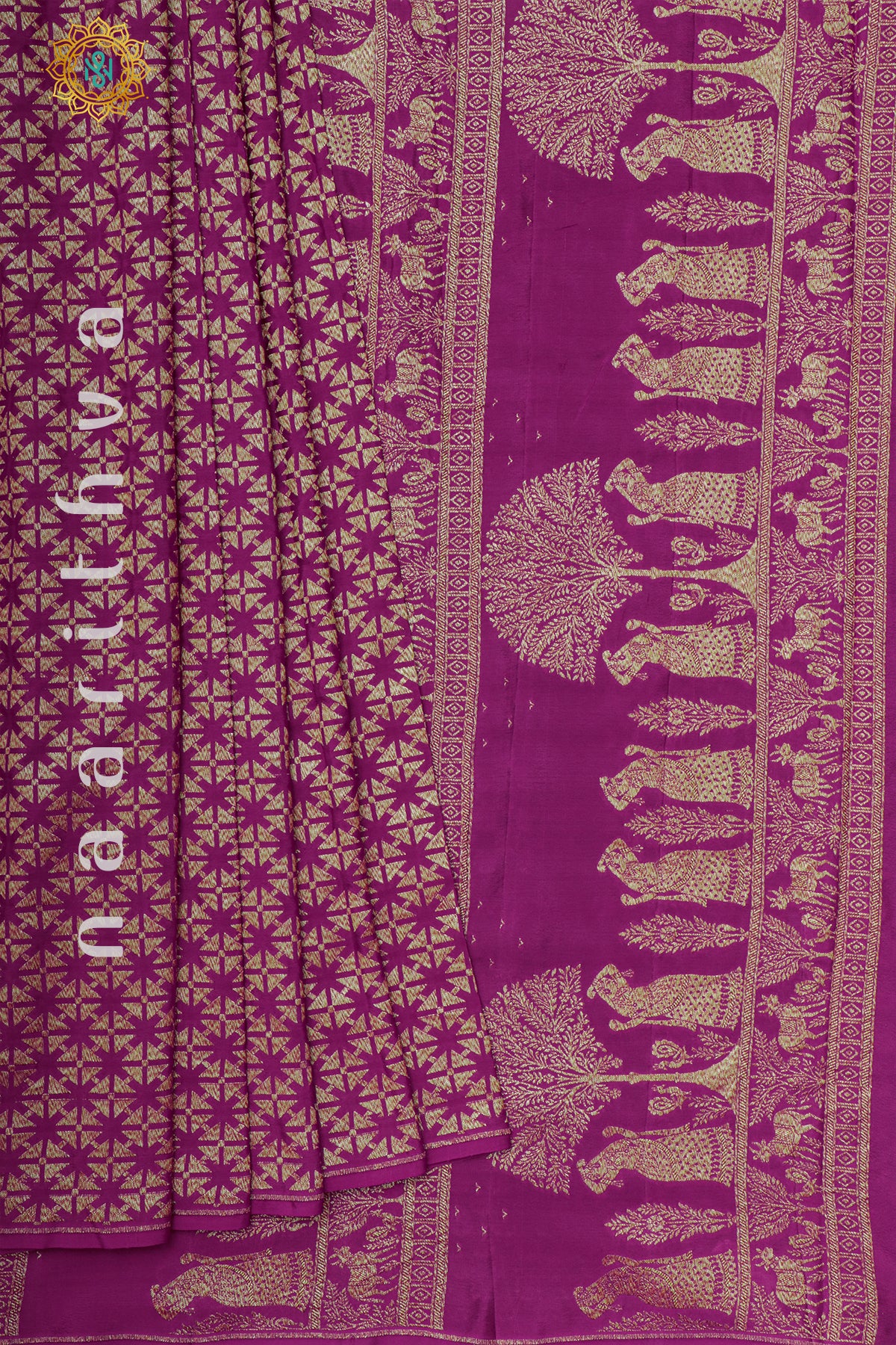 PINK WITH GREEN - PURE BANARASI CREPE