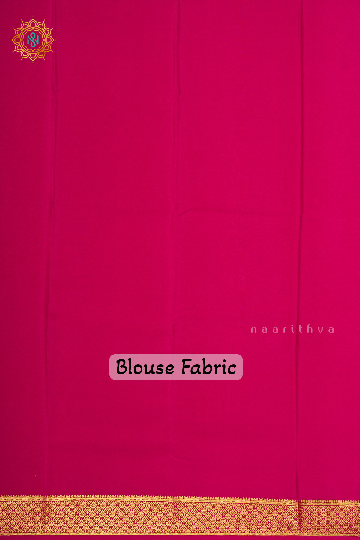 ROYAL BLUE WITH PINK - PURE MYSORE CREPE SILK