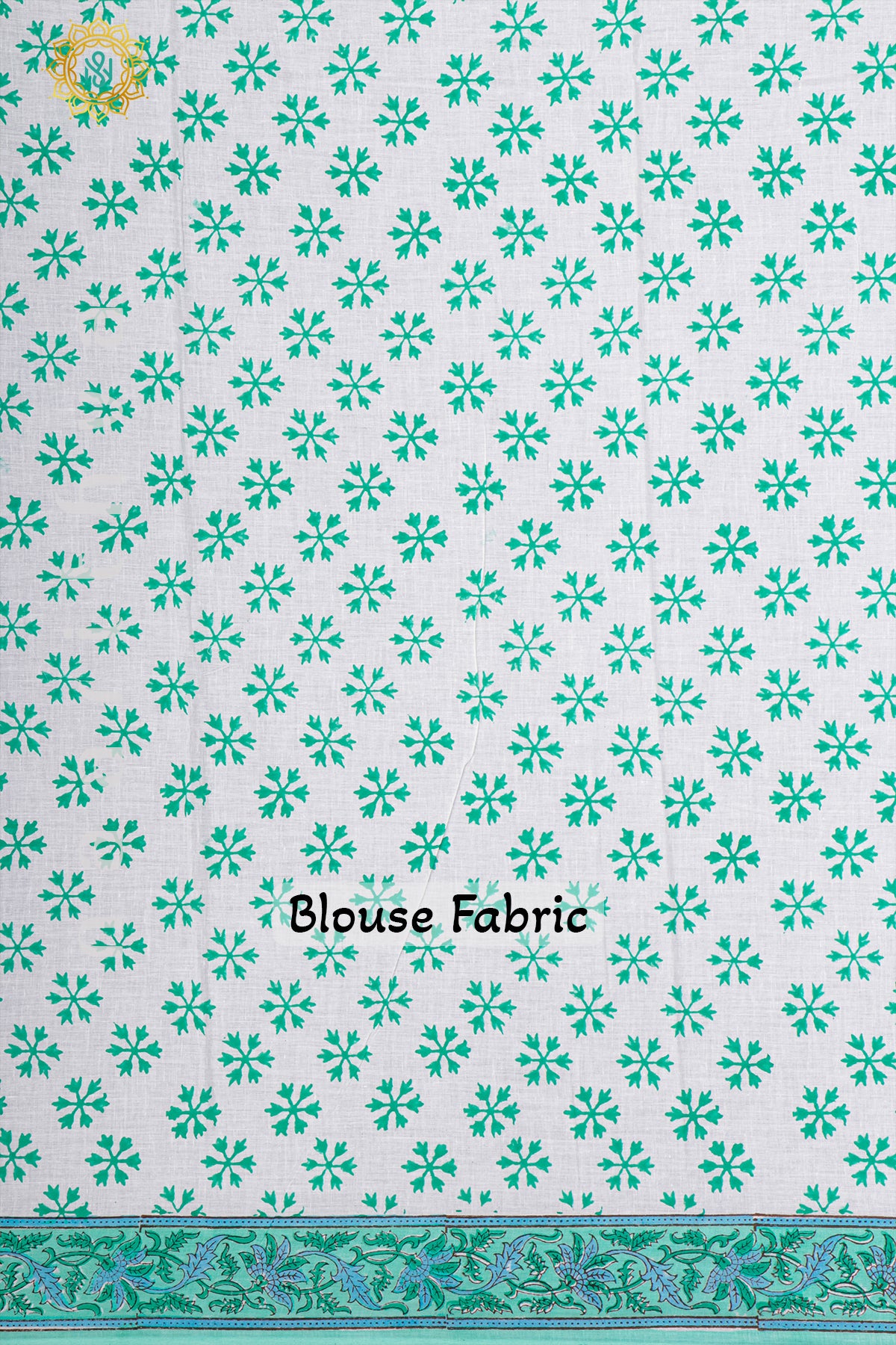 WHITE WITH AQUA GREEN - MUL COTTON