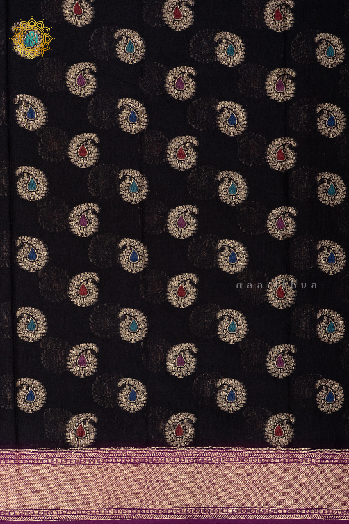 BLACK WITH MAGENTA - JUTE COTTON