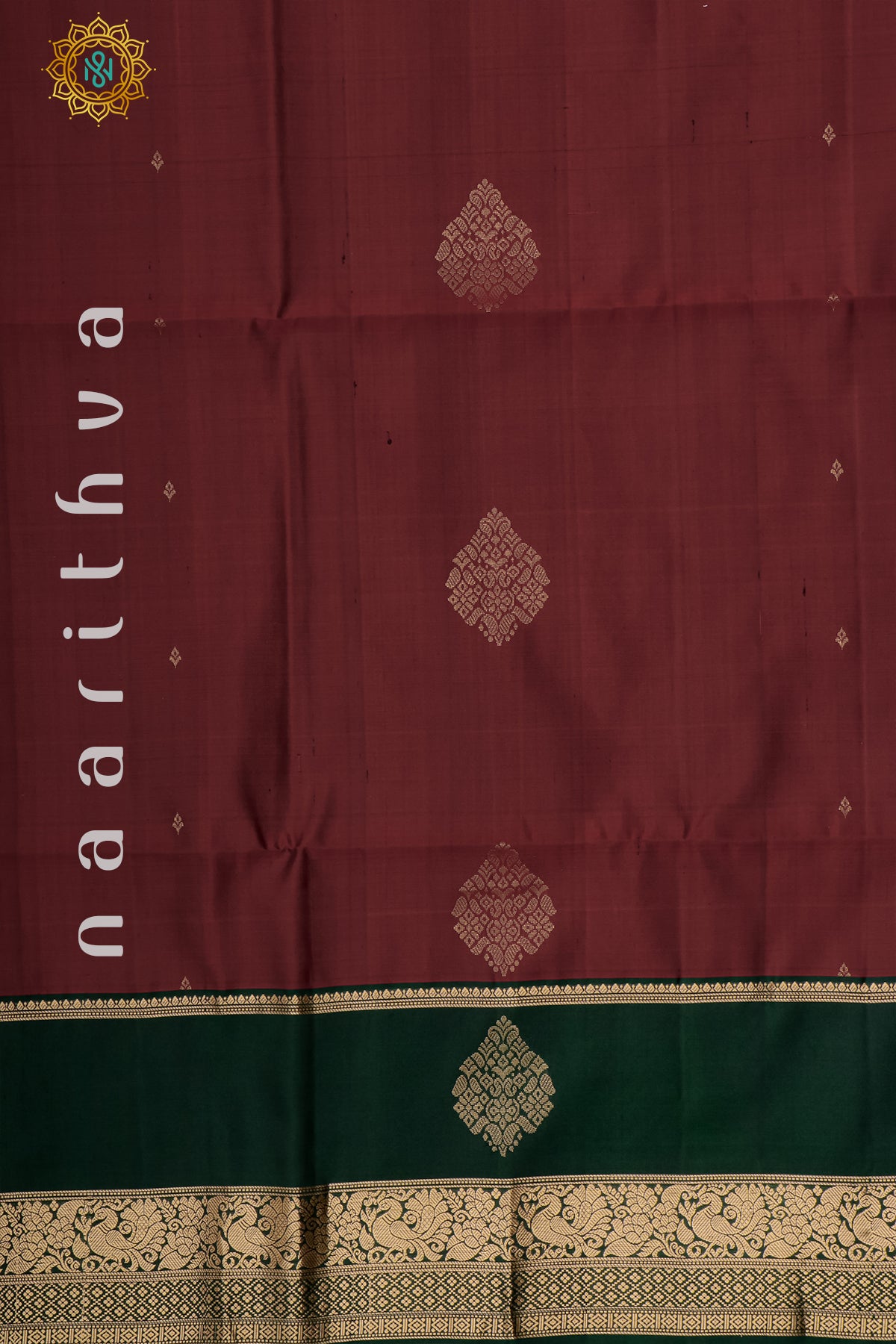 RED WITH BOTTLE GREEN - PURE KANJIVARAM SOFT SILK