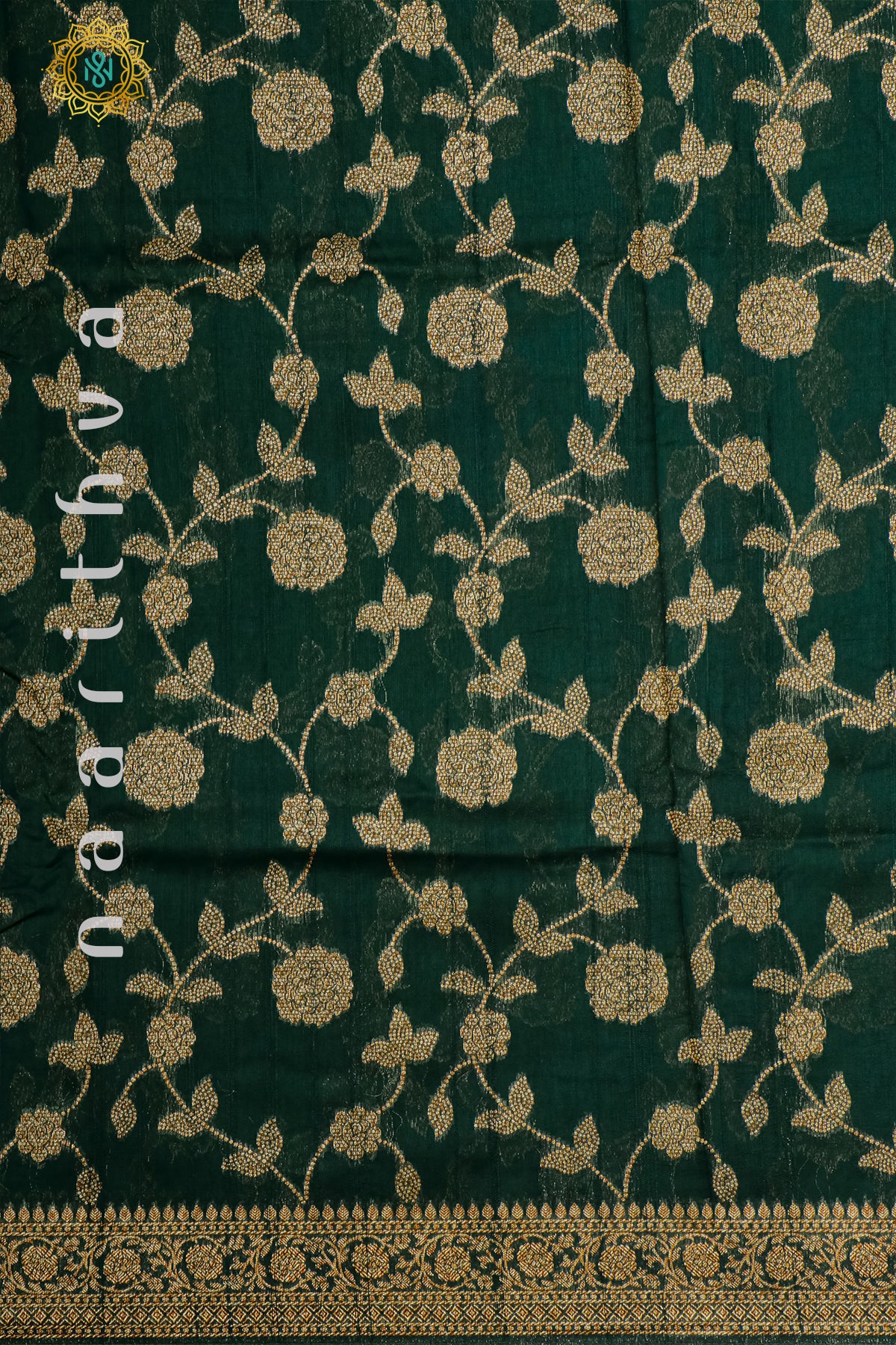 BOTTLE GREEN - SEMI RAW SILK