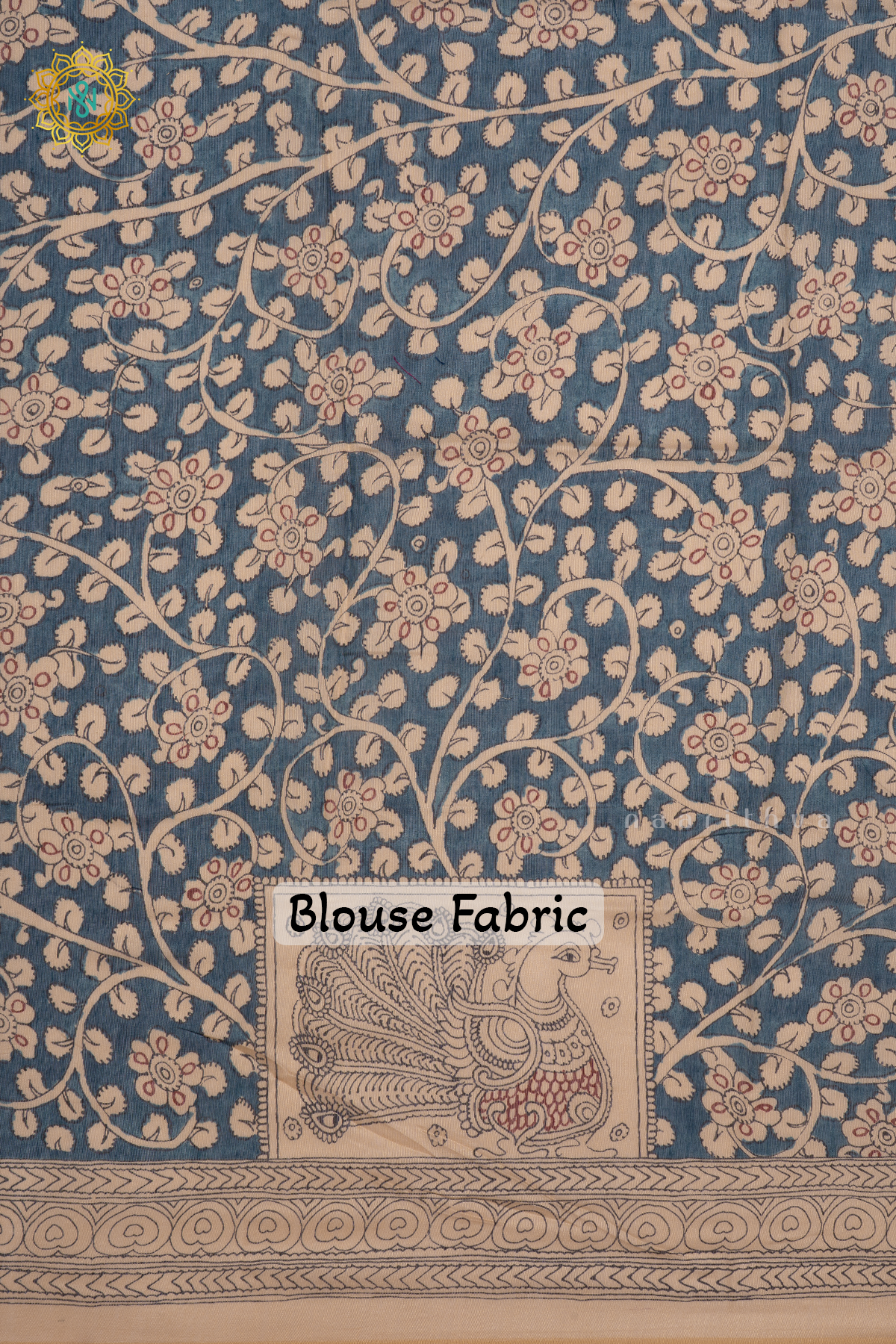 GREEN WITH BLUE AND OFF WHITE - LINEN BY COTTON