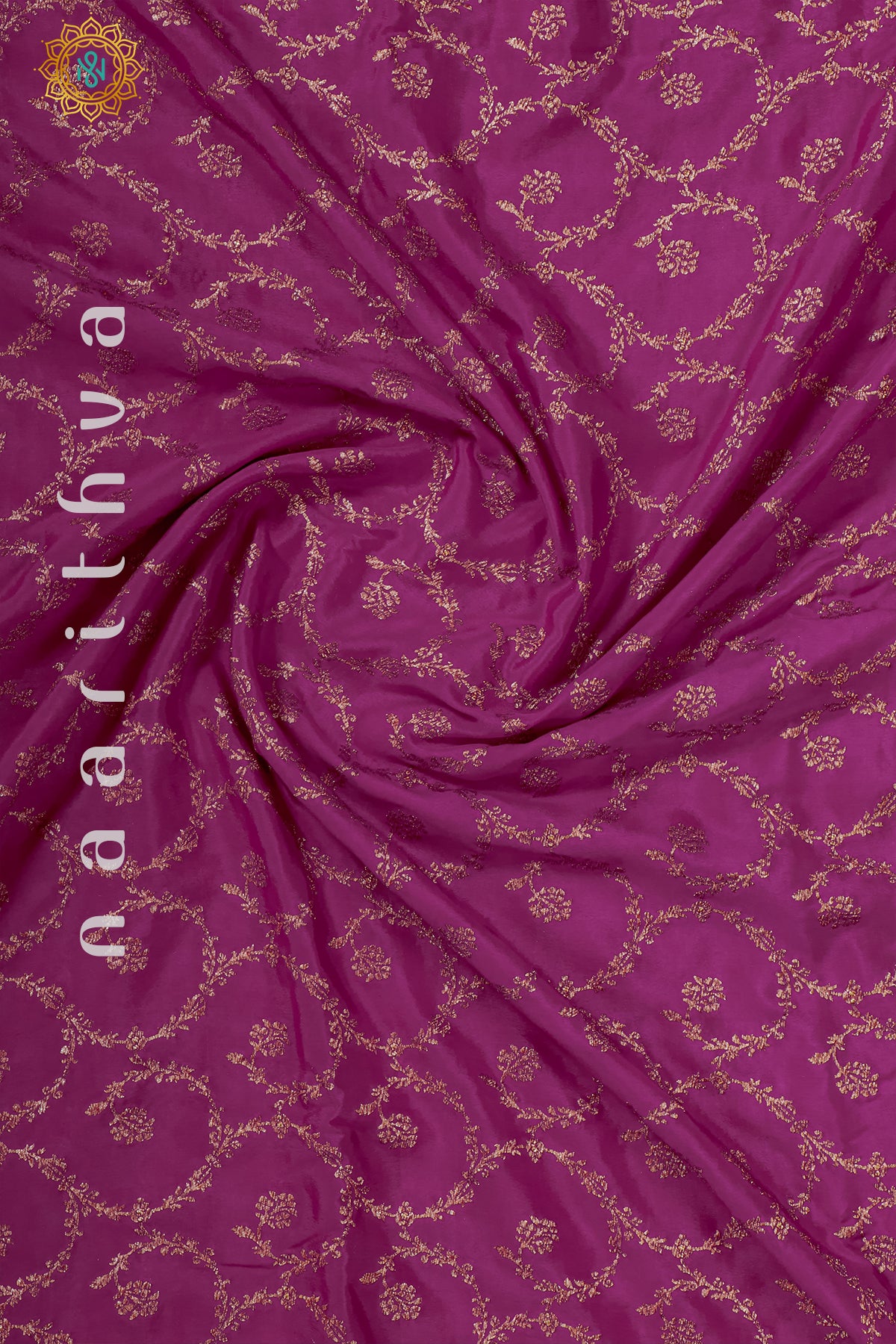 PINK WITH GREEN - PURE BANARASI CREPE SILK