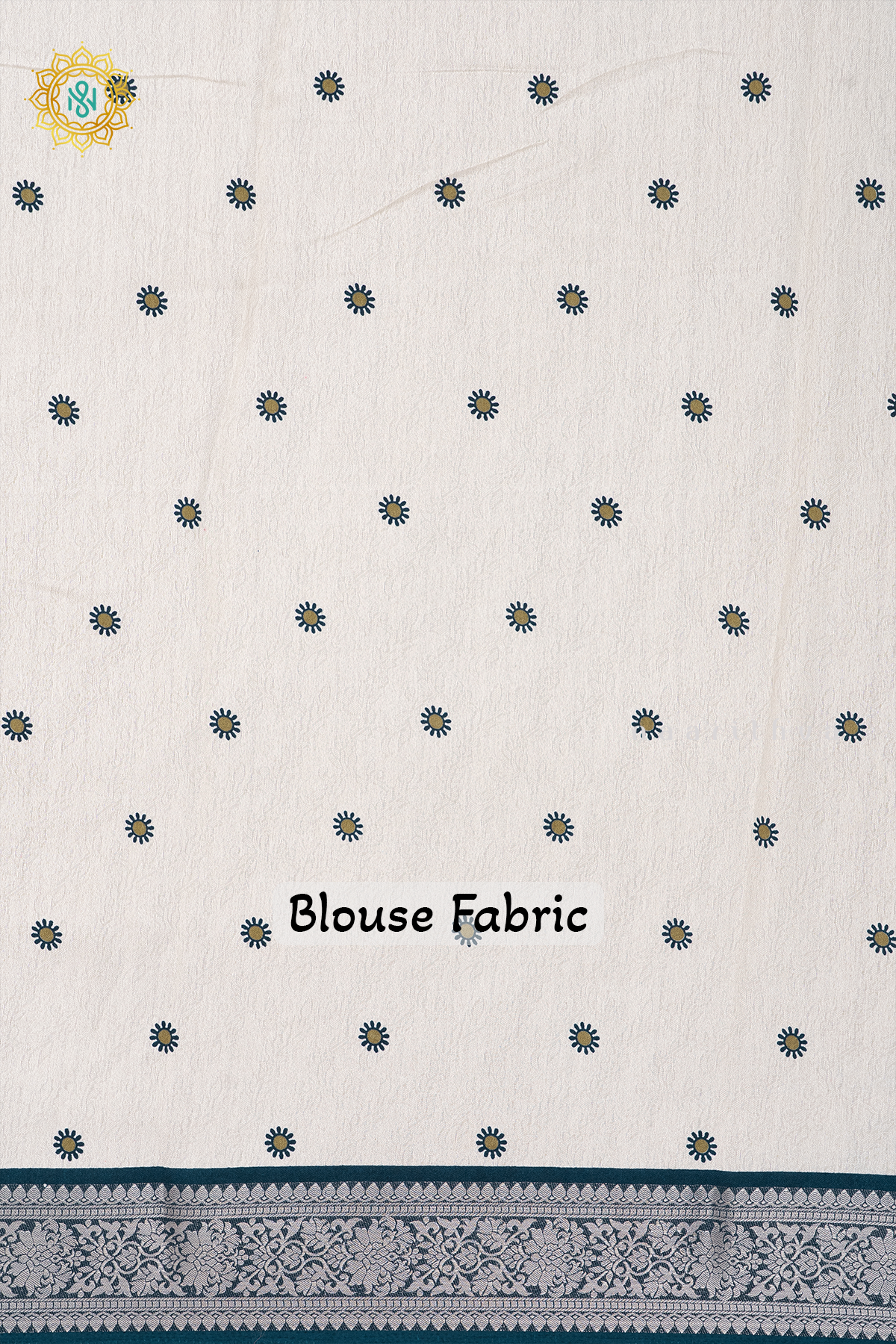 WHITE WITH PEACOCK BLUE - SEMI GEORGETTE
