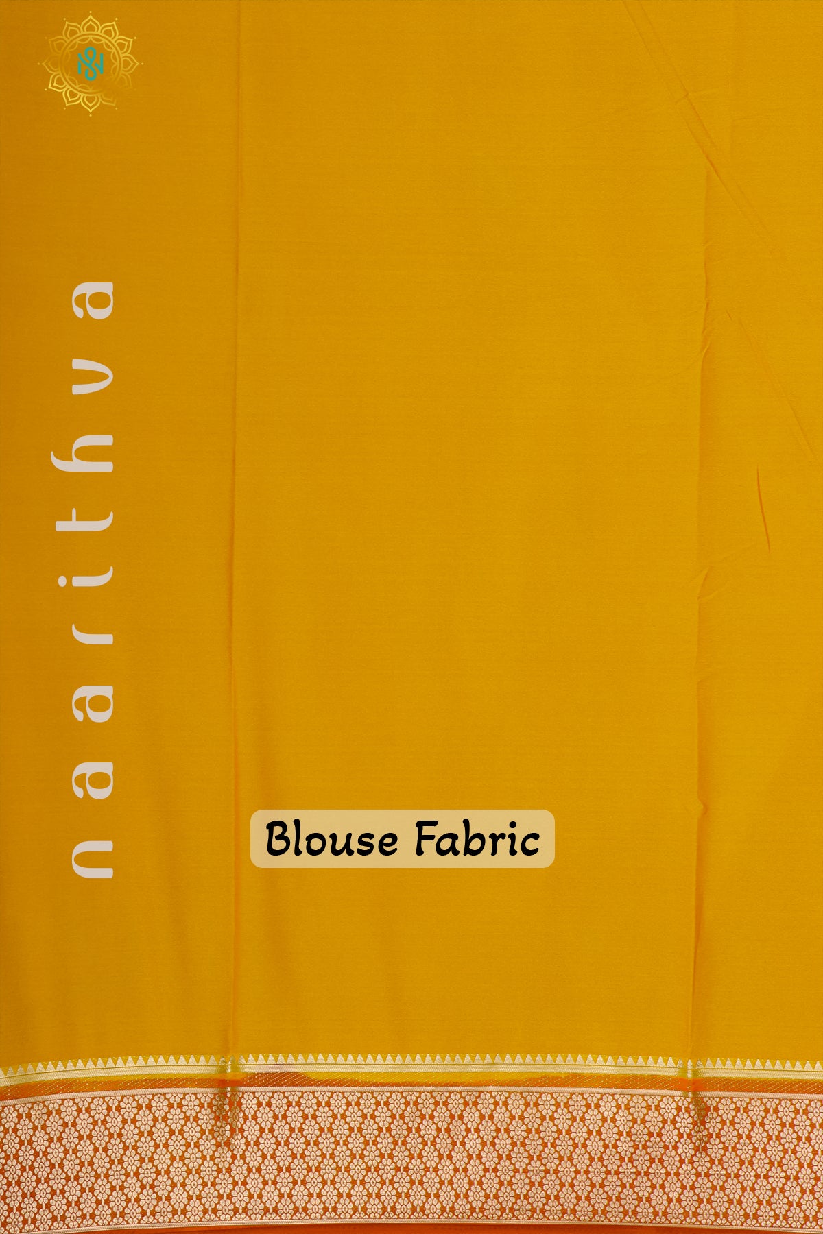 NAVY BLUE WITH YELLOW & ORANGE - SEMI MYSORE CREPE SILK