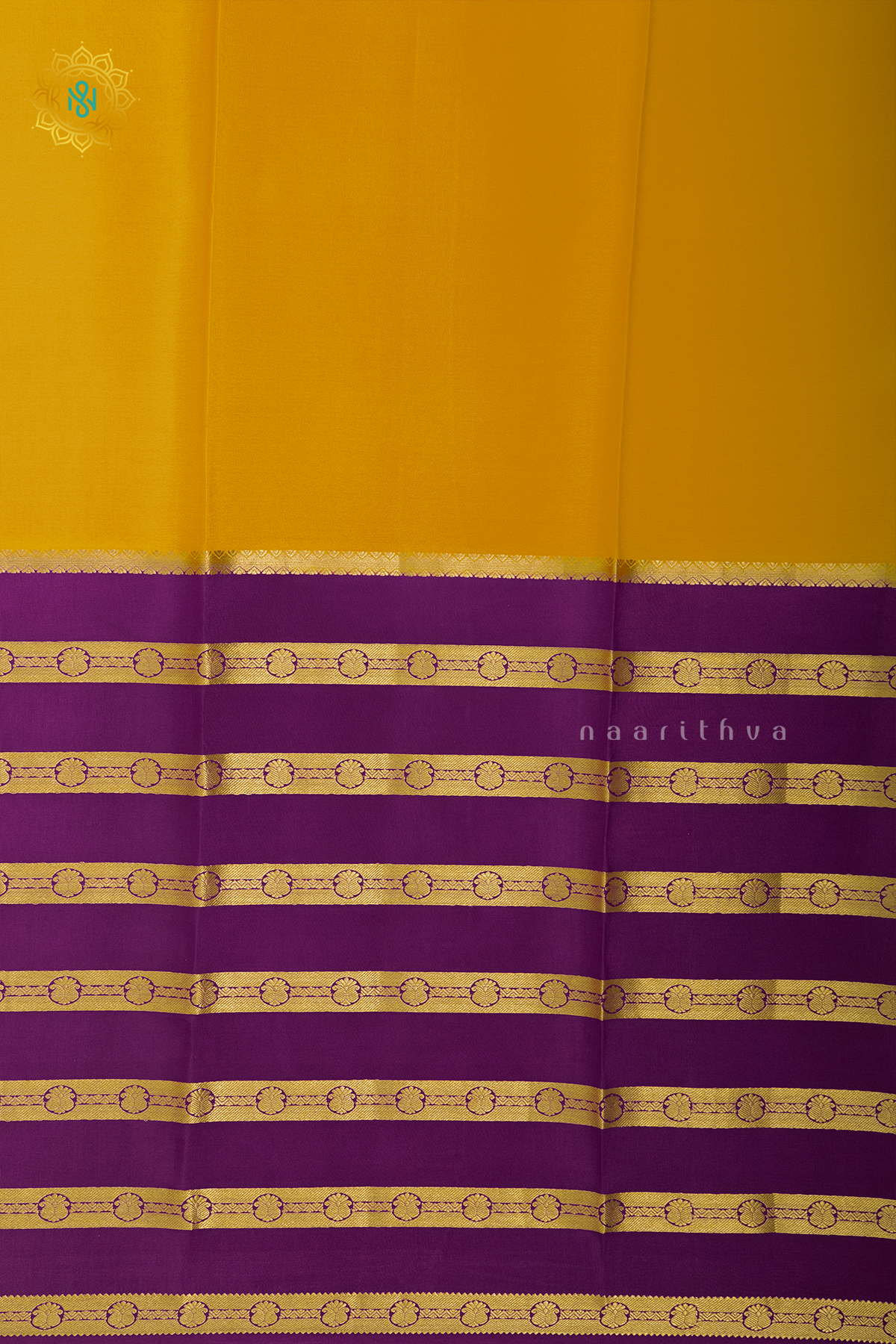 MANGO YELLOW WITH MAGENTA - PURE MYSORE CREPE SILK