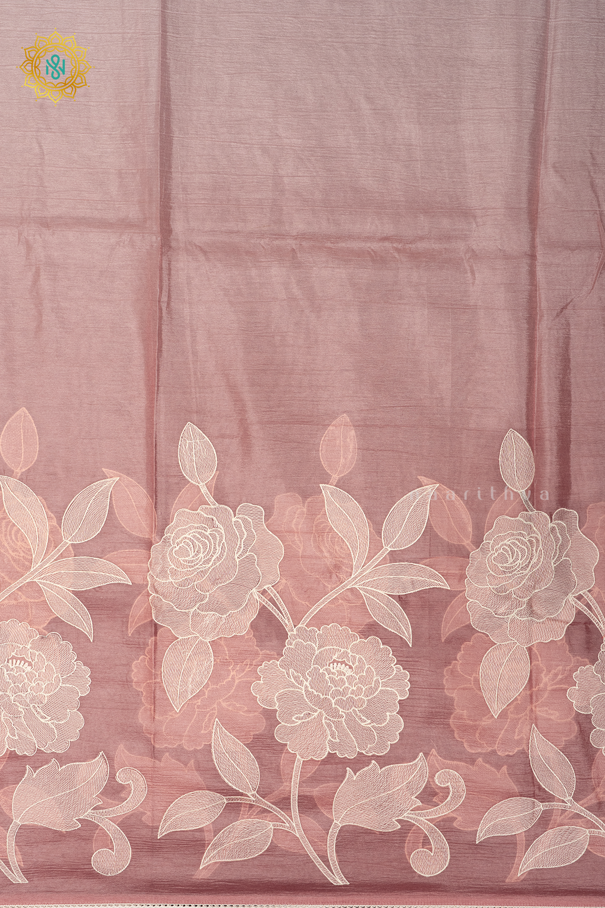 DARK PEACH - CRUSH TISSUE WITH EMBROIDERY