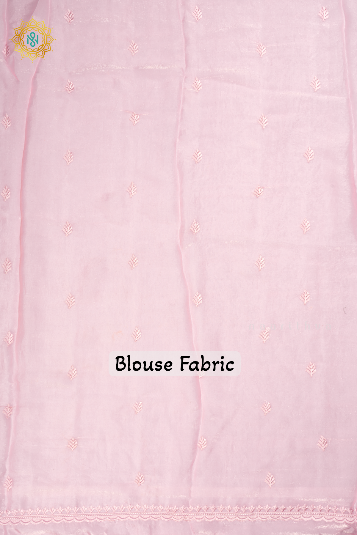 Light Pink - Tissue Organza Saree with Allover Plain Body with Thread Work and Stone work border