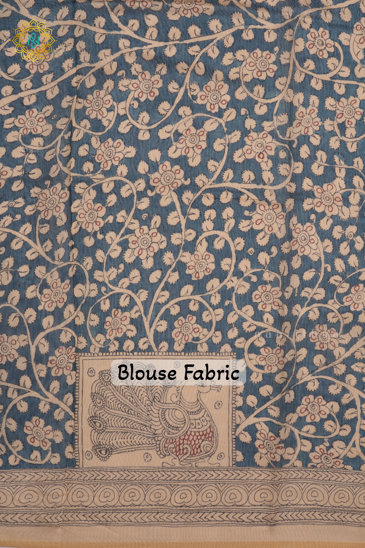 BLACK WITH BLUE AND OFF WHITE - LINEN BY COTTON