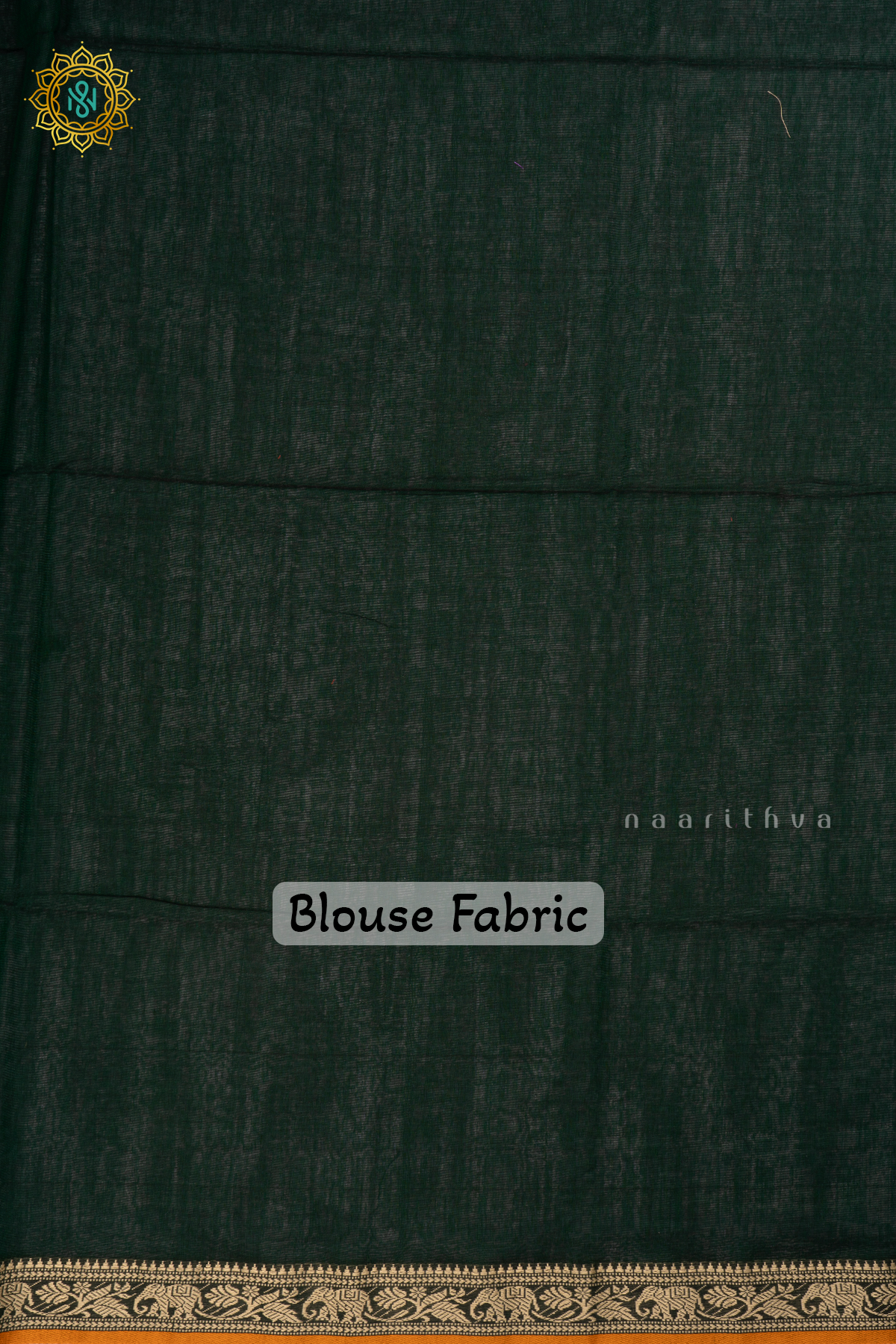 Bottle Green Mul Cotton Saree  with Plain Body and Thread Woven Border