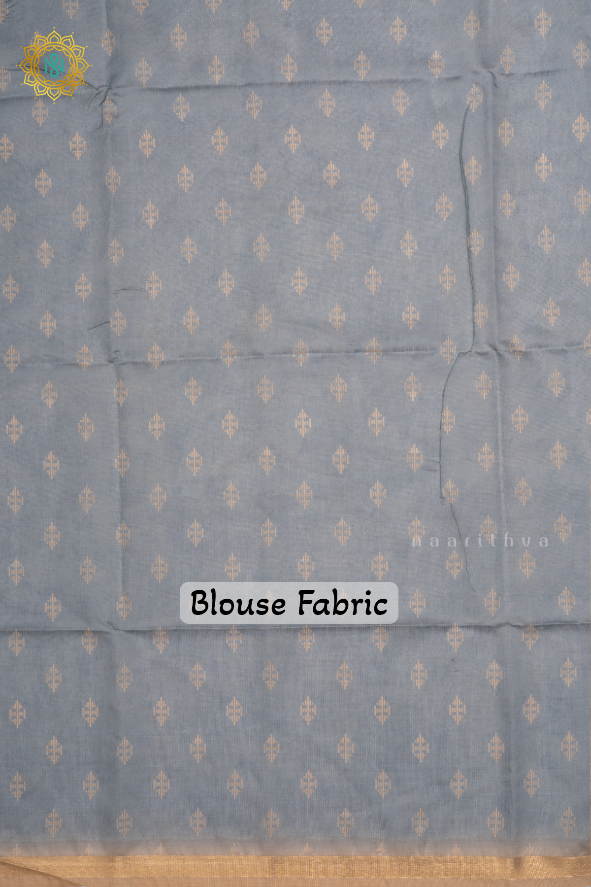 Beige With Blue Linen By Cotton Saree With Kalamkari Prints On The Body