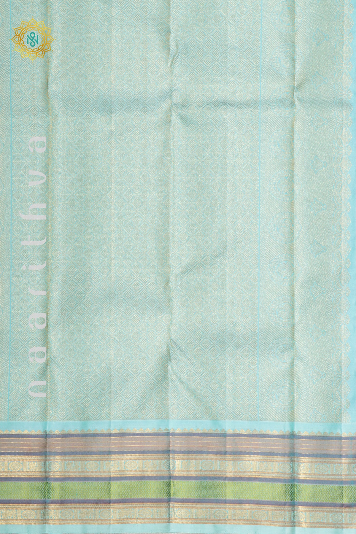 RED WITH AQUA BLUE - PURE KANJIVARAM SILK