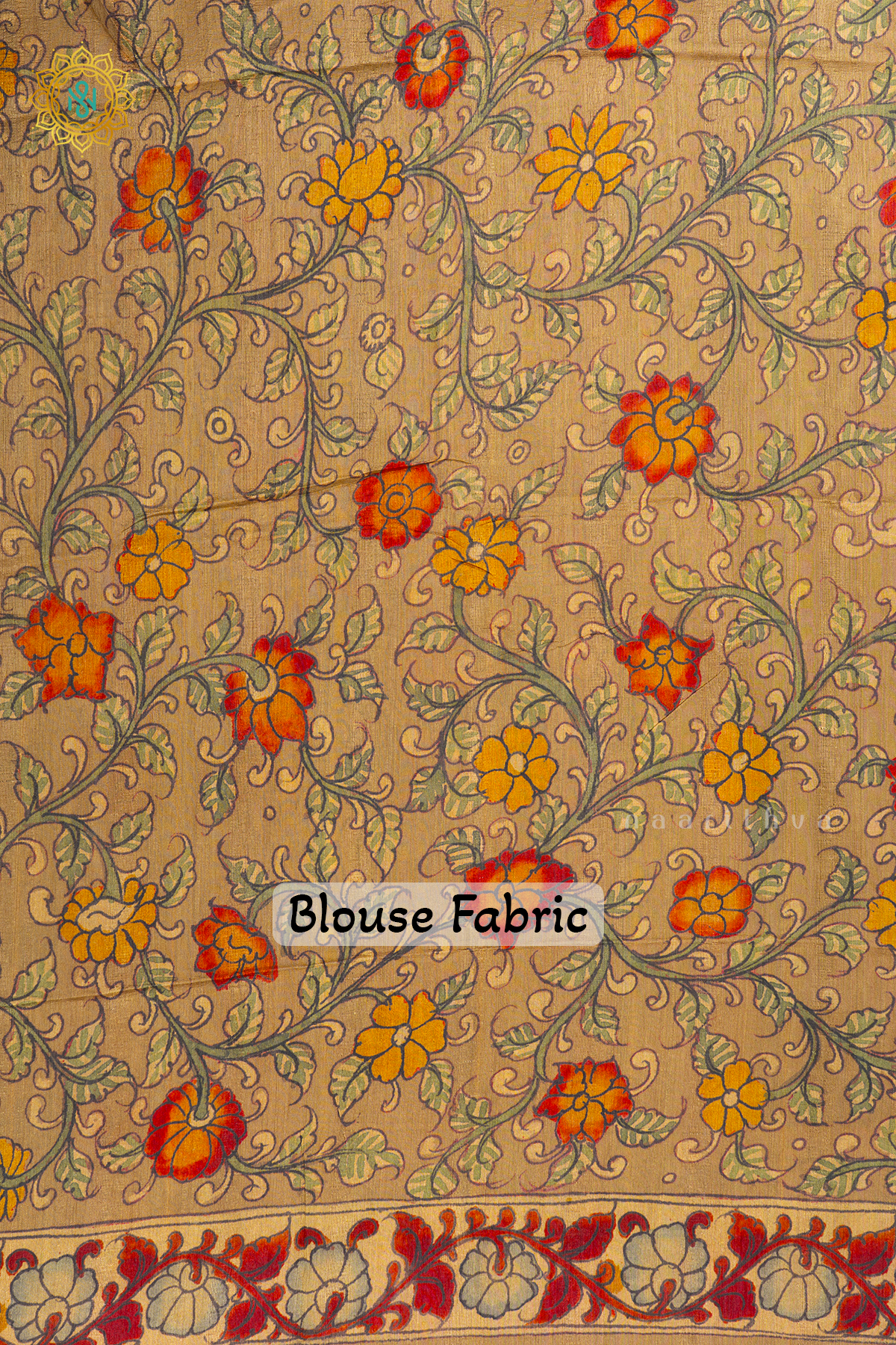 Brown With Beige Semi Gicha Tussar Saree With Printed Body And Kalamkari Border