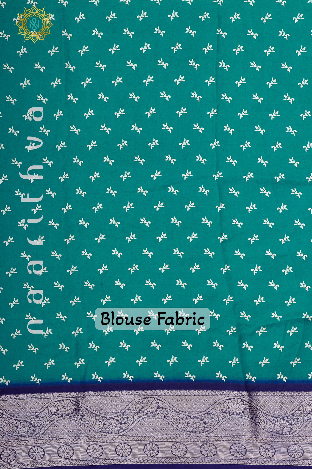 AQUA BLUE WITH NAVY BLUE - SEMI GEORGETTE