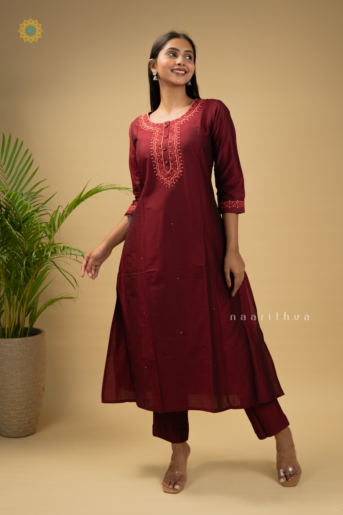 MAROON - 2PC SALWAR SUIT WITH TOP & BOTTOM