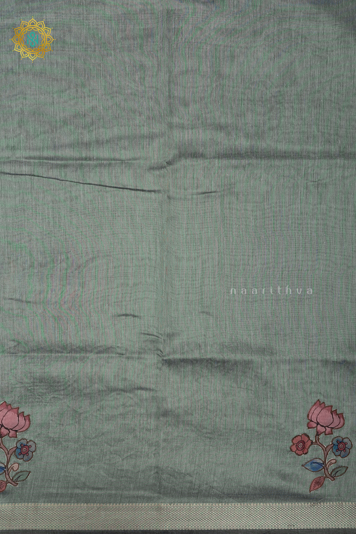 AQUA BLUE - SEMI TISSUE WITH APPLIQUE WORK