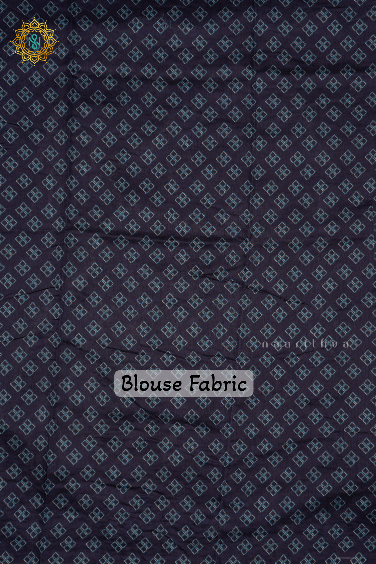 Indigo Chanderi Cotton Saree With Printed Body And Katha Work All Over