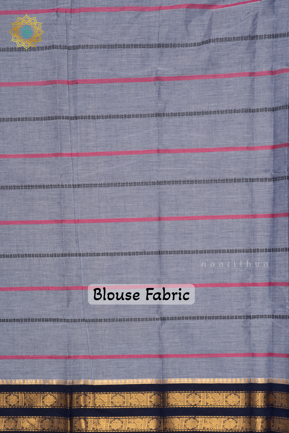 GREYISH BLUE WITH NAVY BLUE - CHETTINAD COTTON