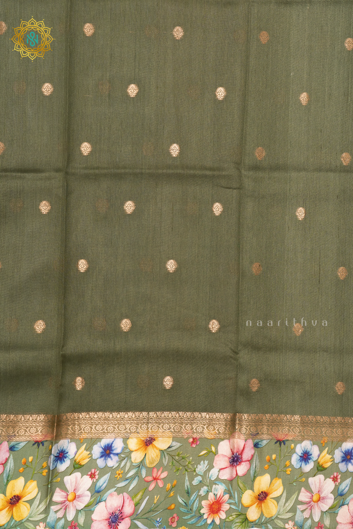 OLIVE GREEN - PURE TUSSAR SILK