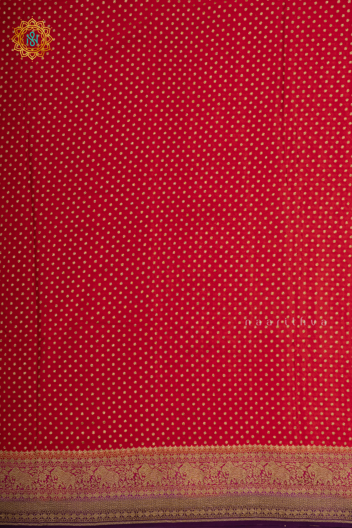 RED WITH PINK & DEEP WINE - PURE BANARASI CREPE SILK
