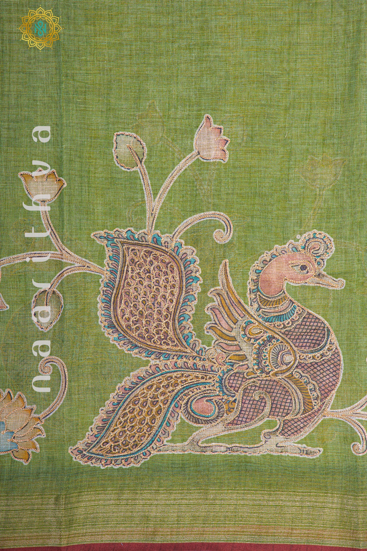 GREEN - KALAMKARI LINEN TISSUE