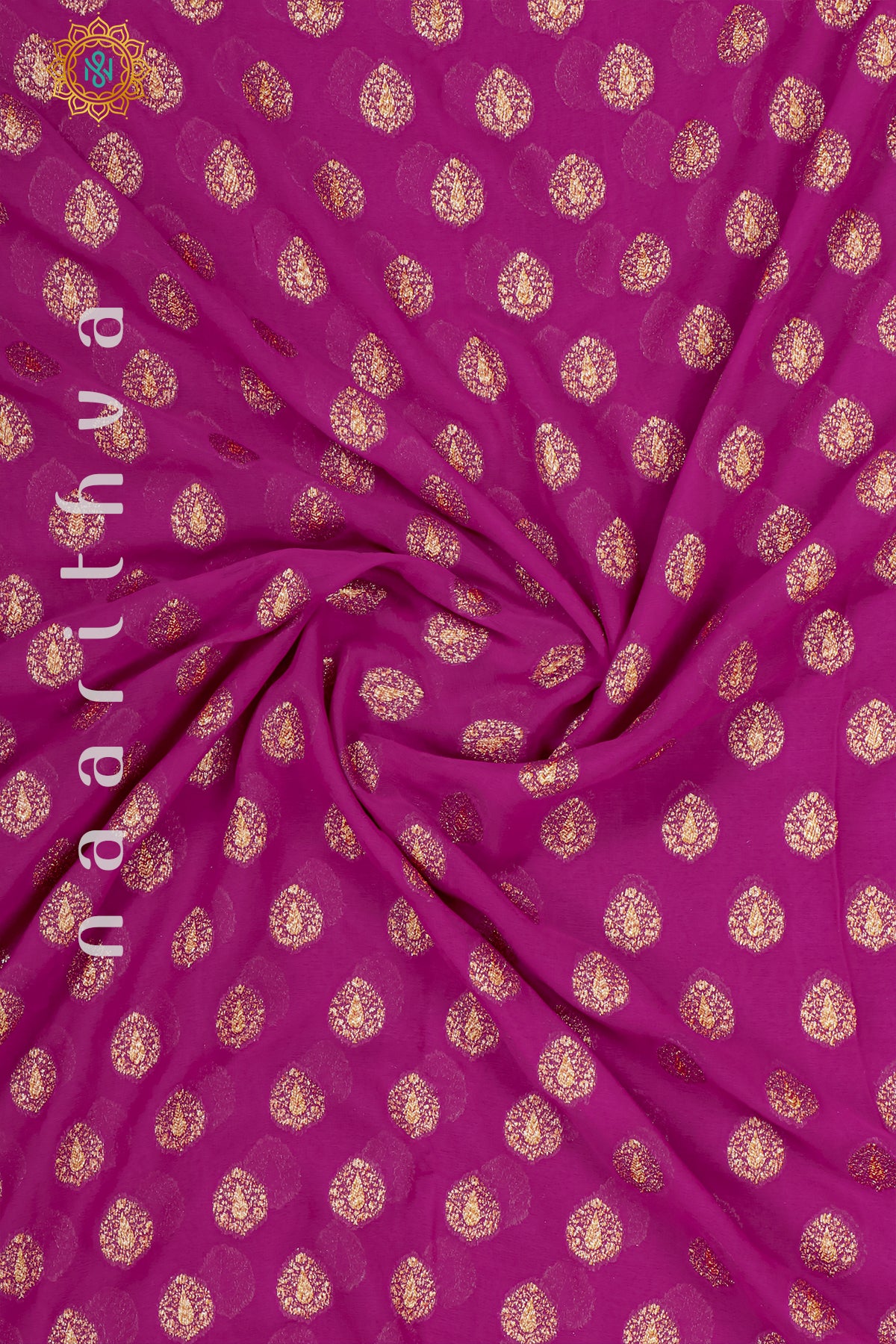 PINK WITH VIOLET - PURE HANDLOOM KHADDI GEORGETTE BANARAS