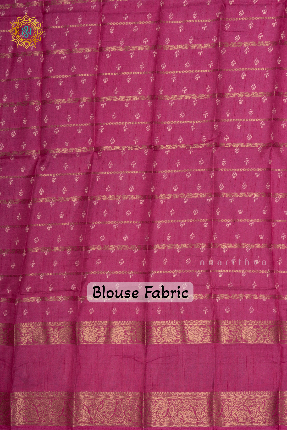 Navy Blue With Pink Dola Silk Saree Allover Printed Buttas And Zari Stripes With Contrast Zari Gap Border