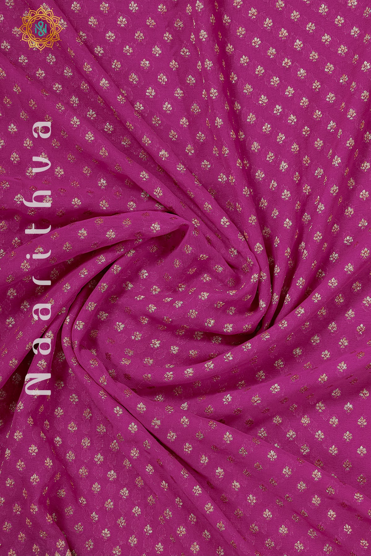 PINK WITH GREEN - PURE HANDLOOM KHADDI GEORGETTE BANARAS