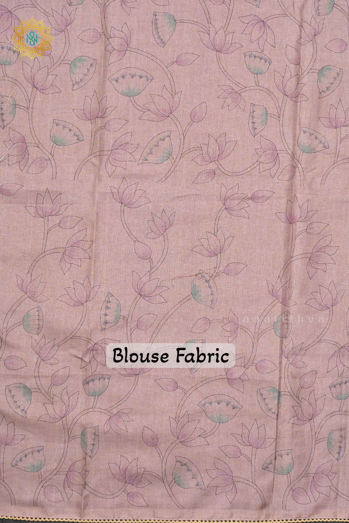 OFF WHITE WITH LAVENDER - LINEN TISSUE WITH APPLIQUE WORK