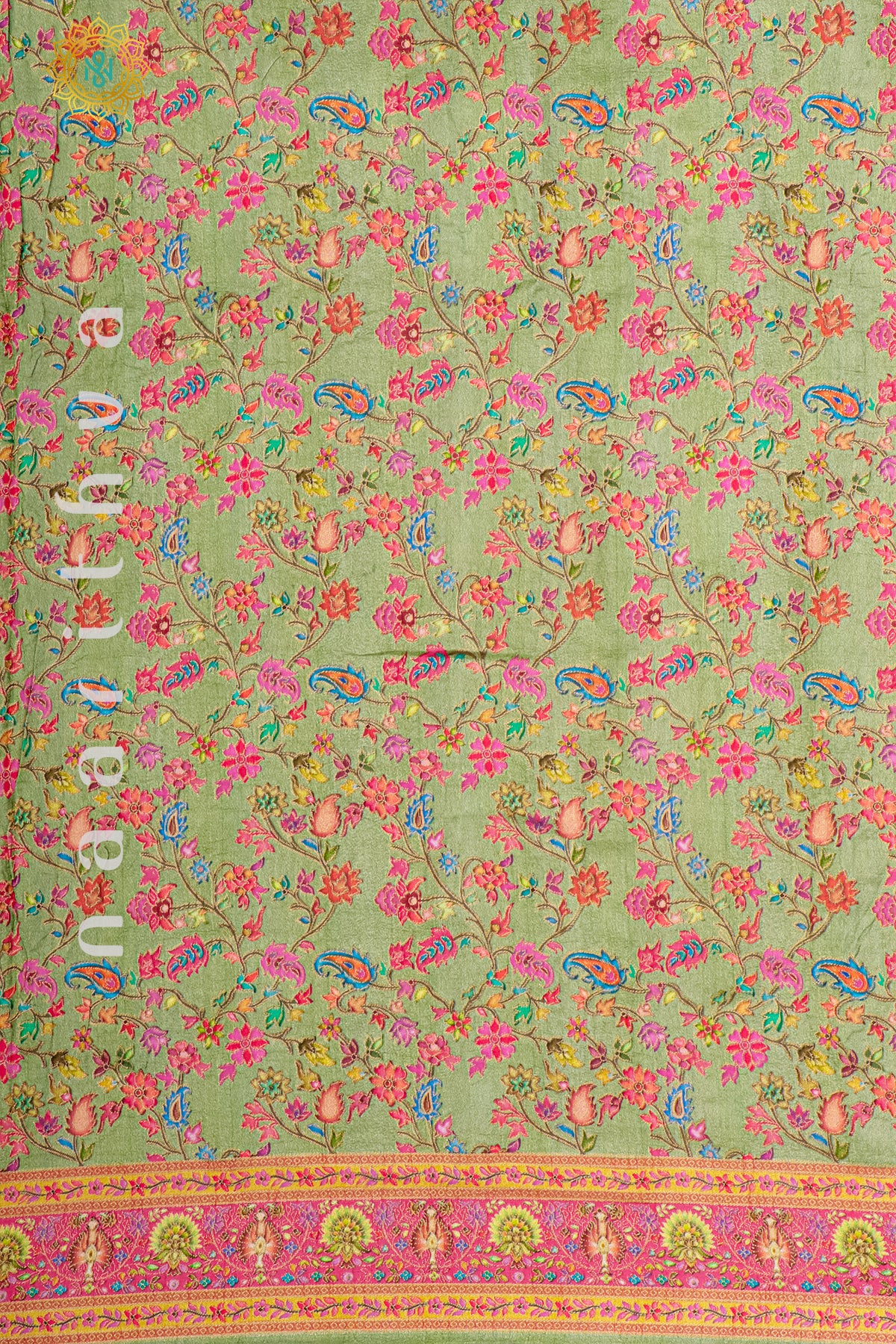 PISTA GREEN WITH PINK - DOLA SILK