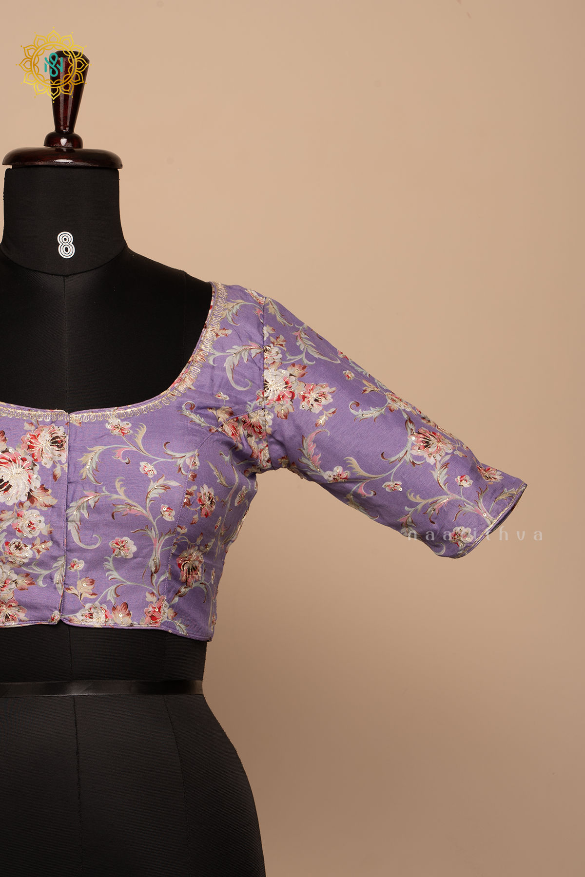 LAVENDER - PRINTED DOLA SILK READYMADE BLOUSE